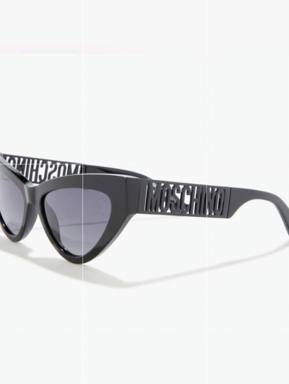 NWT Moschino Black Logo Cat-Eye Sunglasses Logo Letters Cutout Temples